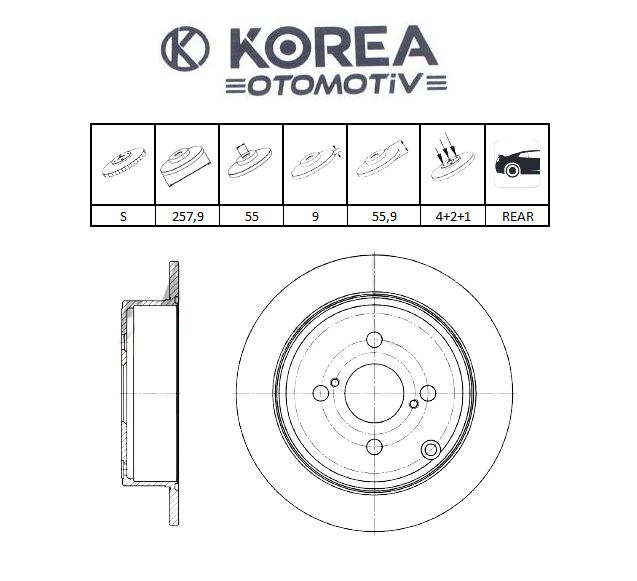 DİSK FREN COROLLA 02-06/VERSO 03-> ARKA 255 MM