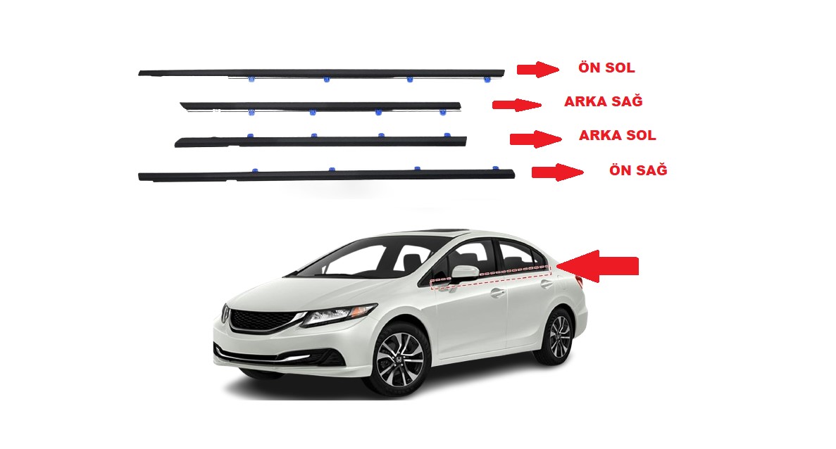 FİTİL CAM KAPI CIVIC 12-15 ÖN KENAR DIŞ SOL