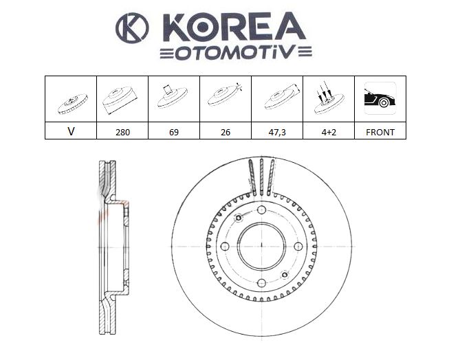 DİSK FREN ELANTRA 04-07/SONATA 02-> ÖN 280 MM