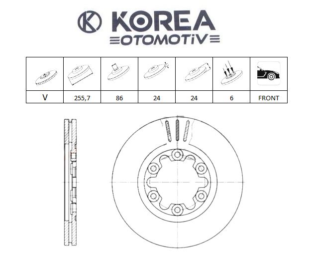 DİSK FREN BONGO 98-07/HI-BESTA/B2500 4X2 ÖN 255X24